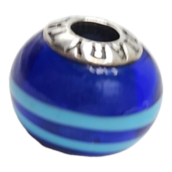 Tara’s Diary Blue Swirl Murano Glass Bead Made in Ireland Sterling NOS - Picture 3 of 4